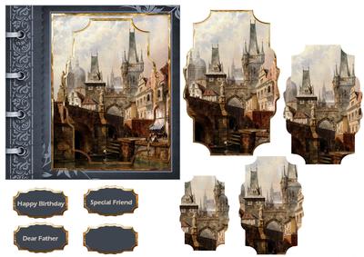 Charles Bridge Prague Card with Shaped Layers