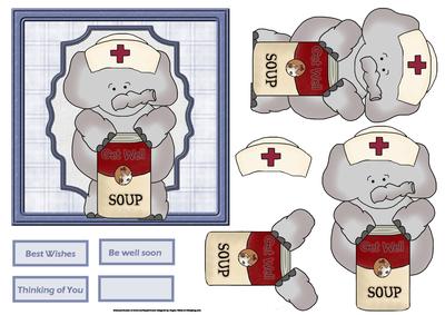 Nurse Elephant with Get Well Soup Card