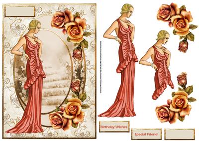 Lady in the Garden Card with Decoupage