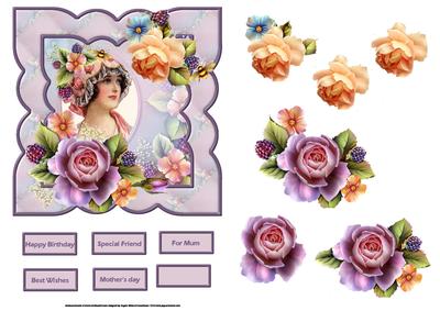 Vintage Lady with Roses Card and Decoupage