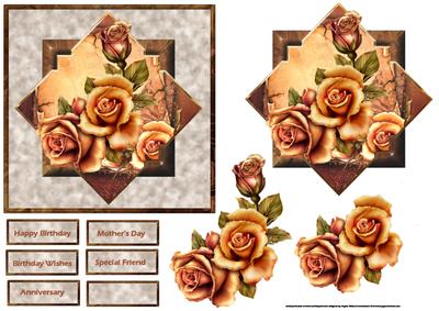 Fall Fantasy Rose Card with Decoupage