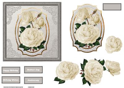 White Rose and Pearls Card and Decoupage