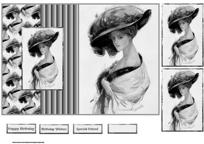 Lady in the Large Hat Fold Back Card