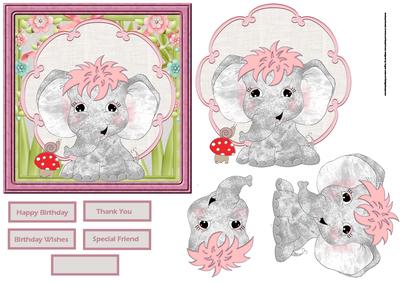 Ellie the Elephant Card with Decoupage