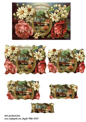 Vintage Birthday Greetings of Flowers and Horseshoe