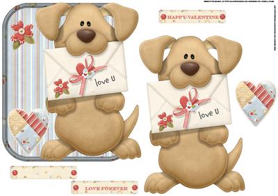 Puppy Love Over the Edge Card with Large Decoupage