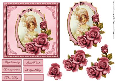 Vintage Beauty Card with Decoupage