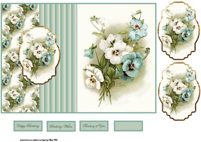 Pansy Fold Back Card with Toppers
