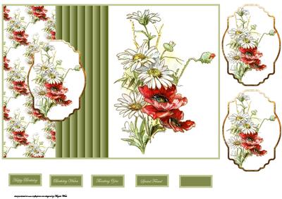 Poppy and Daisy Fold Back Card