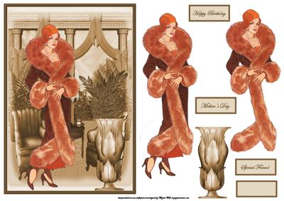Lady in the Drawing Room Card with Decoupage