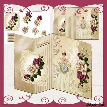 Vintage Bride No Hole Fold Back Card