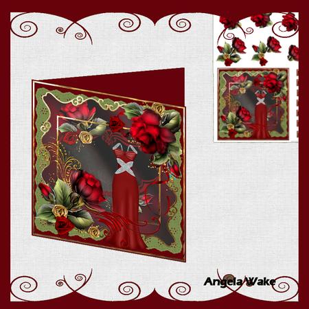 Red Rose and Evening Dress 8x8 Card Mini Kit