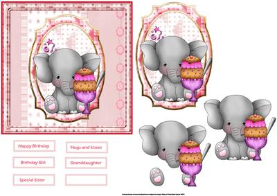 Elephant with Ice Cream Card and Decoupage