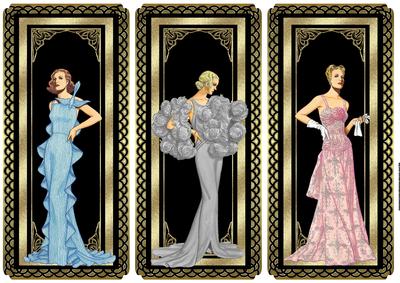 Triple Elegance Art Deco Ladies Toppers