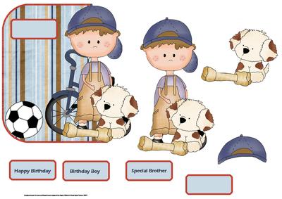 Boy and His Dog Over the Edge Card with Decoupage