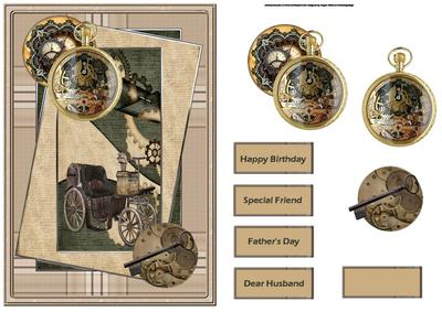 Steam Car Travel Card with Some Decoupage