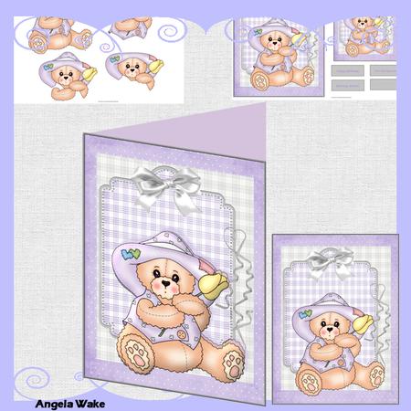 Teddy Bear with a Tulip Mini Kit Card and Decoupage