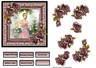 Rose Garden and 1930's Lady with Decoupage