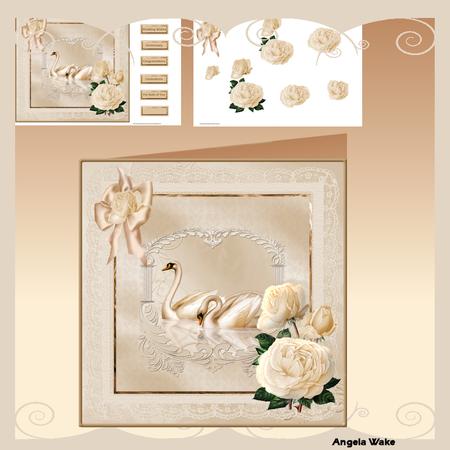 Love Swans and Roses 8x8 Mini Kit
