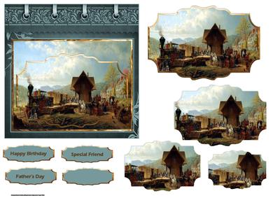 Vintage Travel Steam Train Card with Shaped Layers