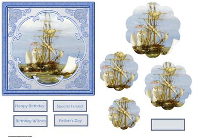 River and Boat Scene Card with Petal Stackers