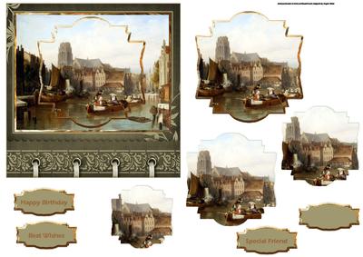 Town Scene Card with Shaped Layers