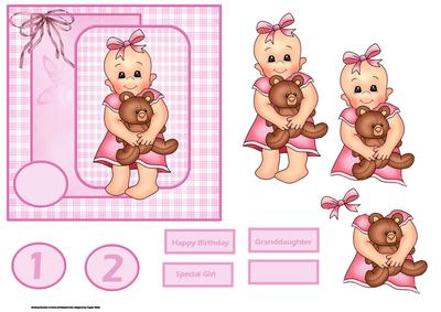 Toddler and Teddybear Card with Decoupage