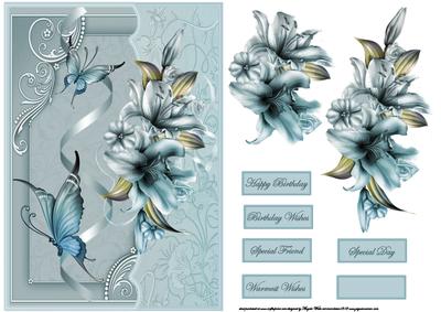 Lily and Butterfly Card with Decoupage