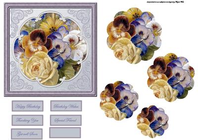 White Rose and Pansy Card with Petal Stacker