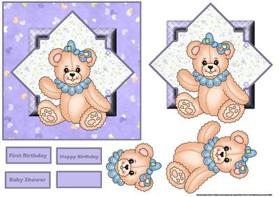 Bow Teddy Bear Card with Decoupage