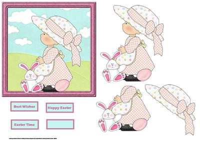 Country Girl at Easter Card with Decoupage