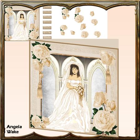 Wedding Bride and Roses Mini Kit, 8x8 Card