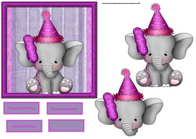 Party Elephant Card with Decoupage