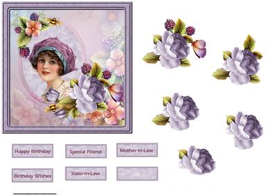 Lilac Blush Bloom Card with Decoupage