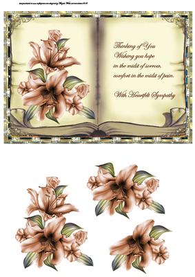 Lily Sympathy Book Topper with Decoupage