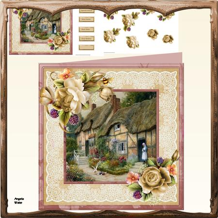 Cottage Rose 8x8 Card and Decoupage Mini Kit