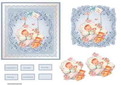 Vintage Baby Boy Card with Decoupage