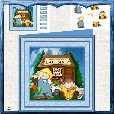 Gone Fishing 8x8 Card with Decoupage Mini Kit