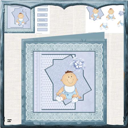 Baby Boys Birthday 8x8 Card and Decoupage