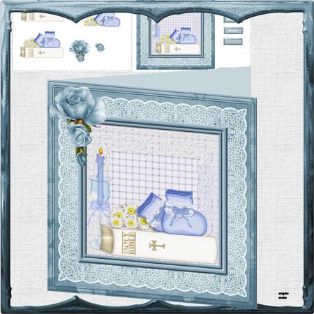 Boy Christening and White Bible 8x8 Card