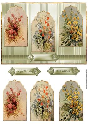 Vintage Floral Arch Panel Card with Toppers
