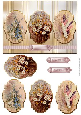 Variety of Flowers in Panels Card with Toppers