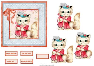 Cat with Style Card with Decoupage
