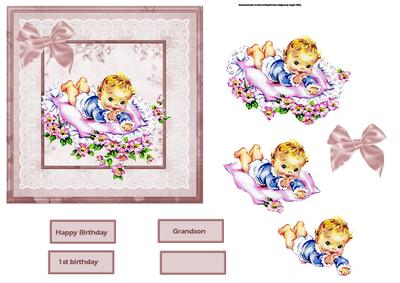 Vintage Baby on a Blanket Card with Decoupage