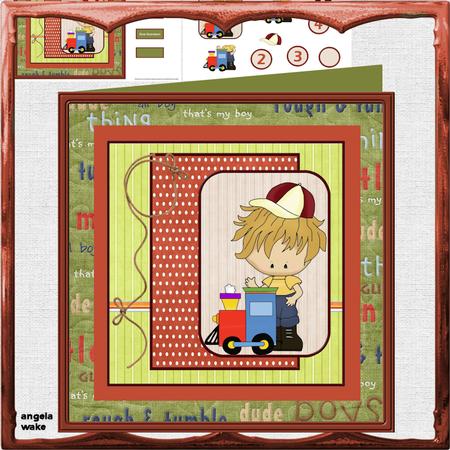 Boy with His Toy Train 8x8 Card Mini Kit