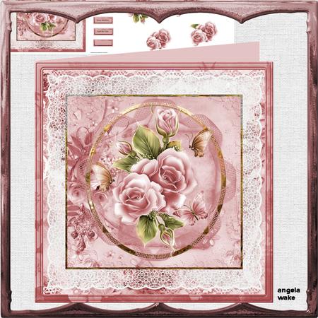 Pink Rose 8x8 Card Mini Kit