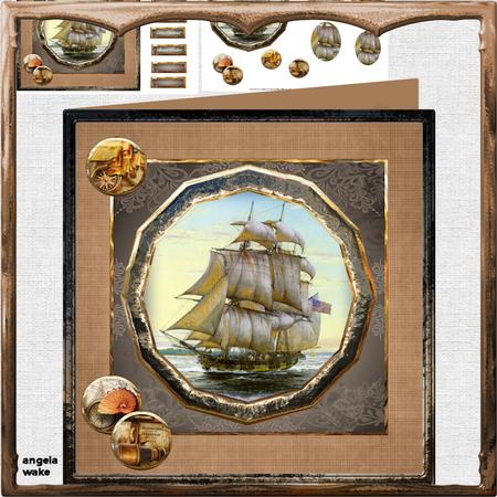 Sailing Ship 8x8 Card with Topper and Pyramid Layers