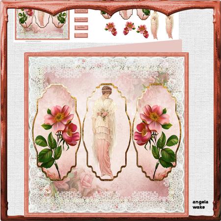 Vintage Lady and Rose 8x8 Panel Card