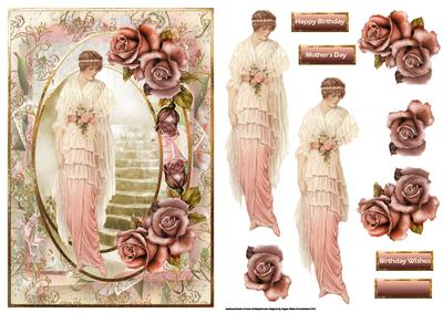 Lady of the Rose Card with Decoupage