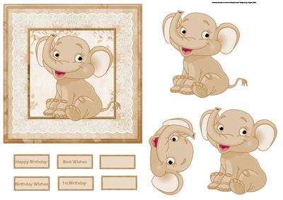 Baby Elephant Card with Decoupage